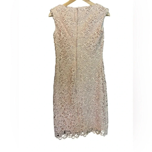 Lauren Ralph Lauren Blush Pink Lace Cut Out Scoop Neck Cap Sleeve Dress Size 2 - Picture 3 of 5